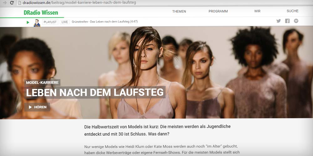 Interview: « Models nach dem Laufsteg » bei DRadio Wissen